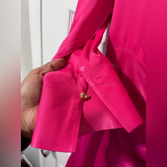ZARA LIMITED EDITION SHIRT DRESS TIE DETAIL FUCHSIA - Picture 5 of 8
